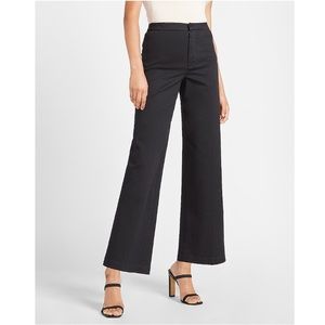 High waisted wide leg twill pants